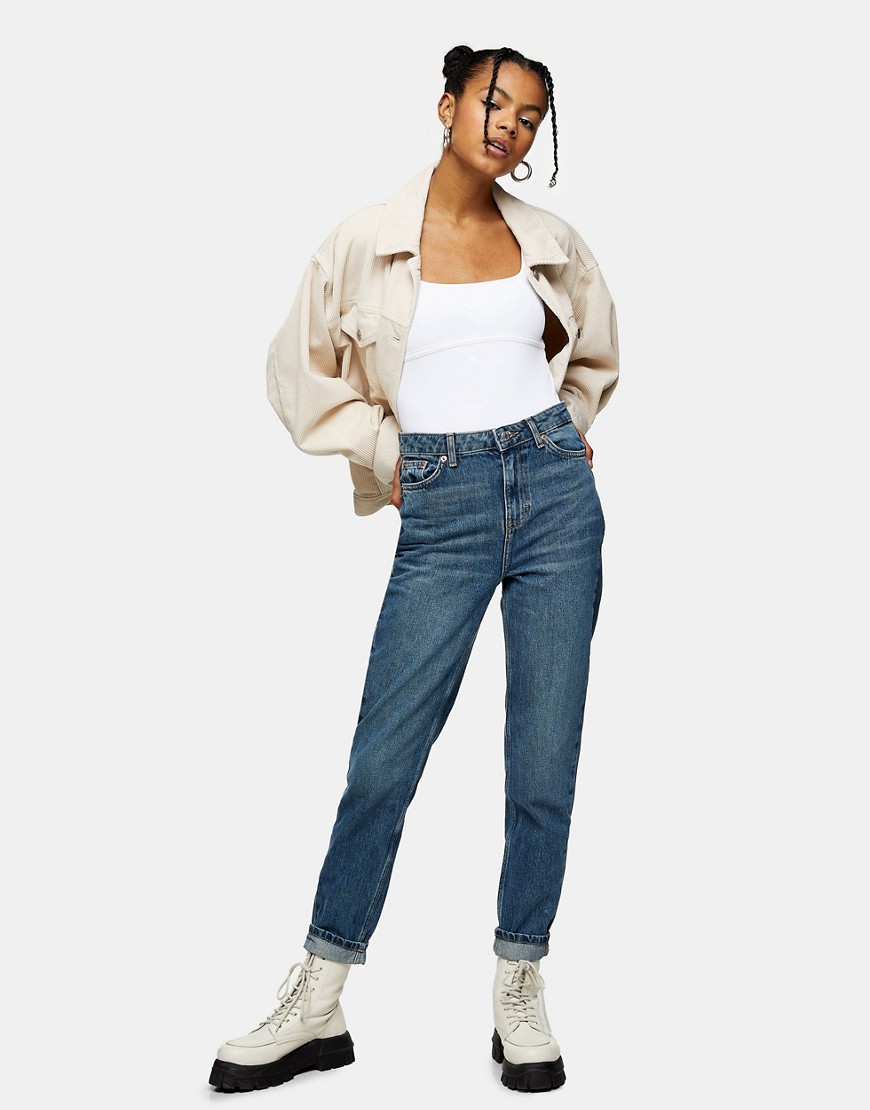 Topshop authentic mom jeans in blue green-Blues | Fashion Gone Rogue