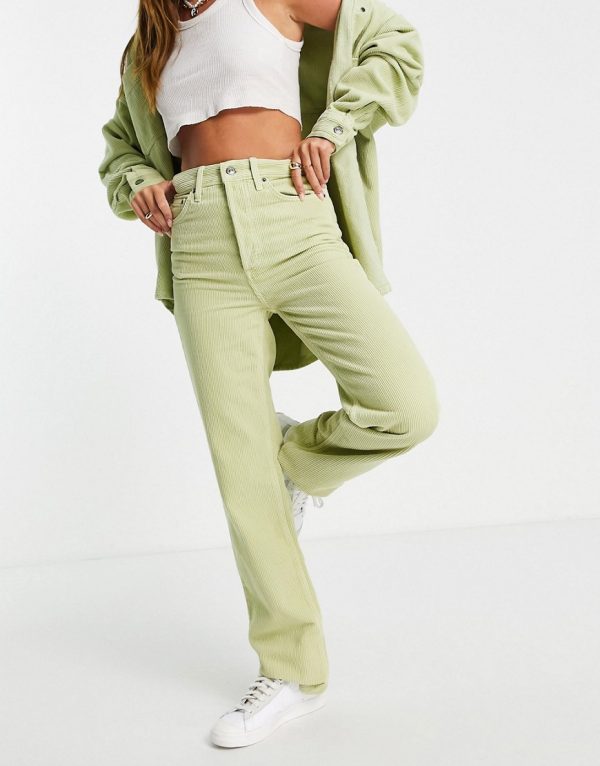 Topshop cord Kort jean in baby green - part of a set
