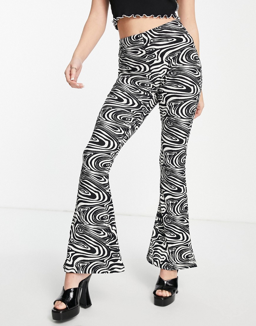 Topshop crinkle flared pants in swirl print-Multi | Fashion Gone Rogue