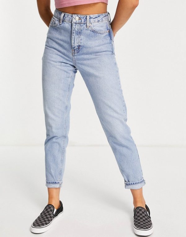 Topshop mom recycled cotton blend jean in bleach-Blues