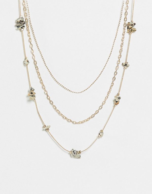 Topshop multirow twist chain and stone necklace in gold