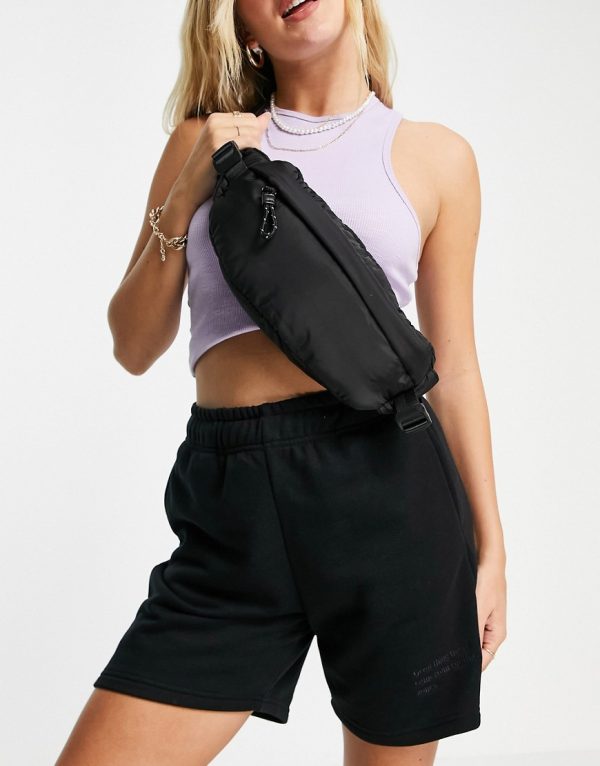 Topshop nylon sling fanny pack in black