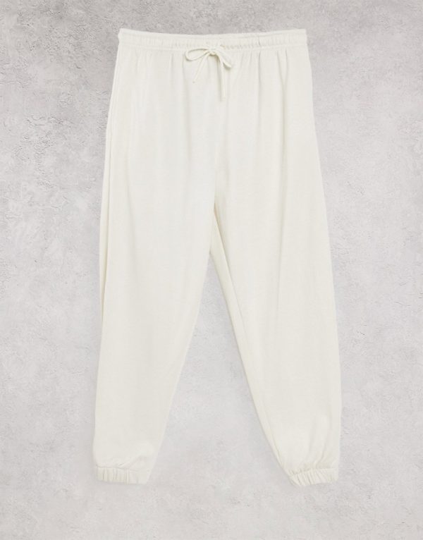 Topshop oversized sweatpants in ecru-White