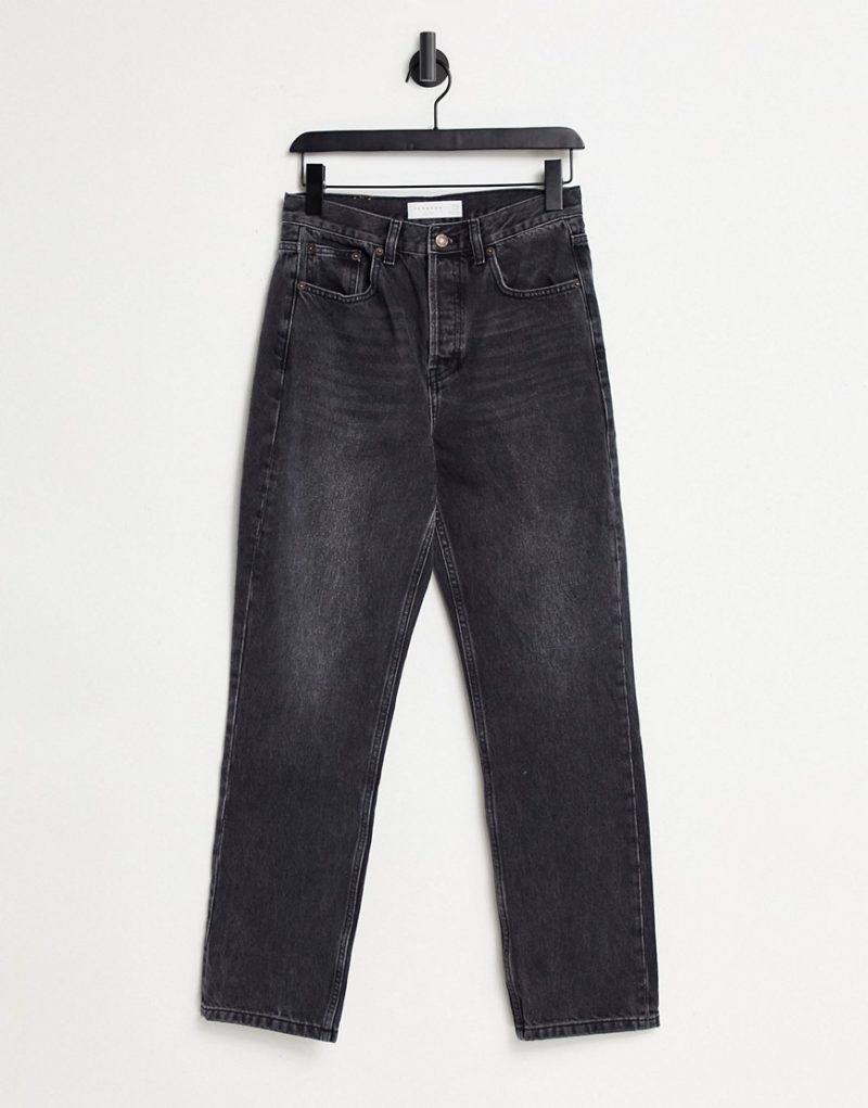 Topshop straight leg jeans in washed black