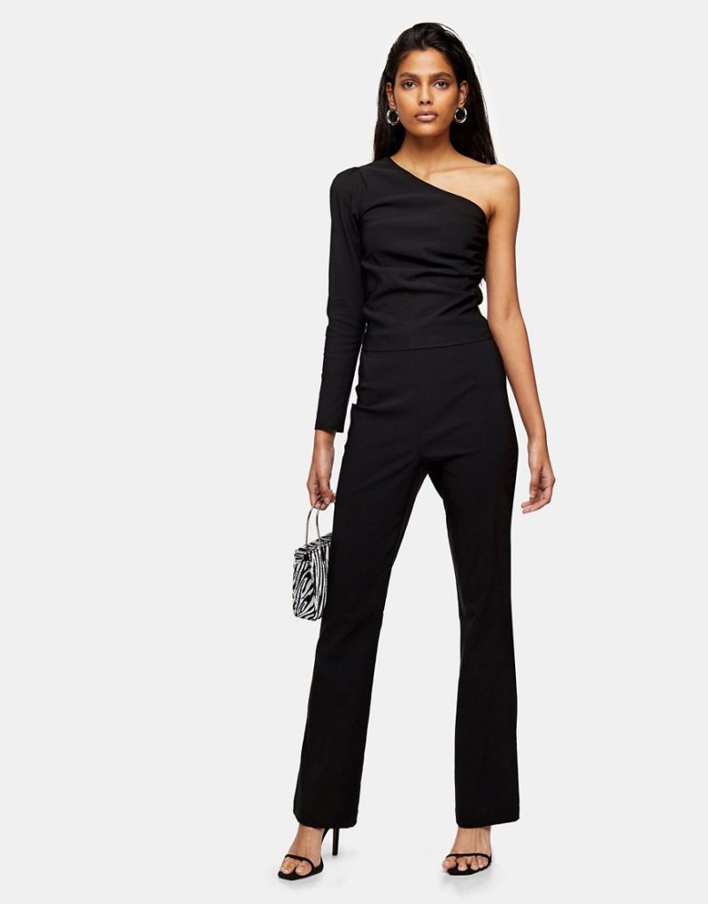 Topshop tailored flare pants in black