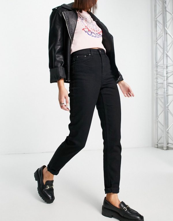 Topshop tapered mom jeans in black