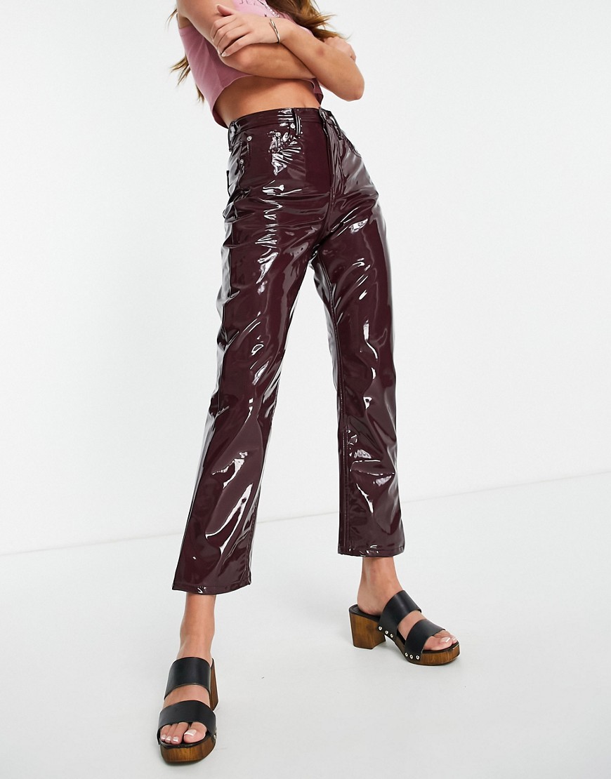 Topshop vinyl jean in burgundy-Red | Fashion Gone Rogue