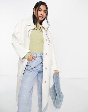 Topshop vinyl trench coat in white
