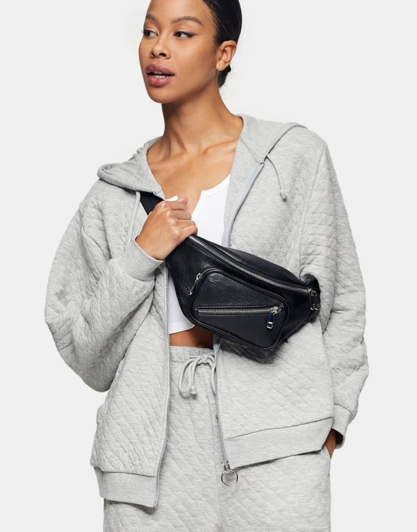 Topshop waffle hoodie co-ord in gray-Grey