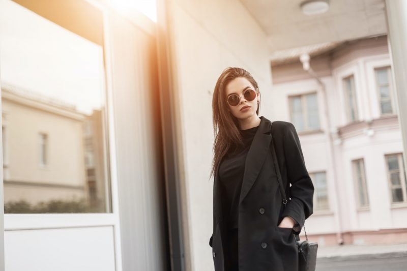 Woman All Black Look Minimal Wardrobe Essentials