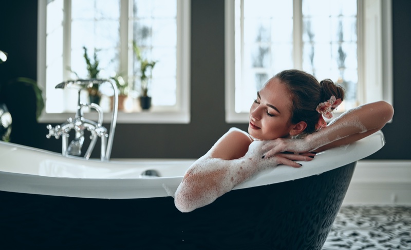 Woman Bathtub Soap Bubbles