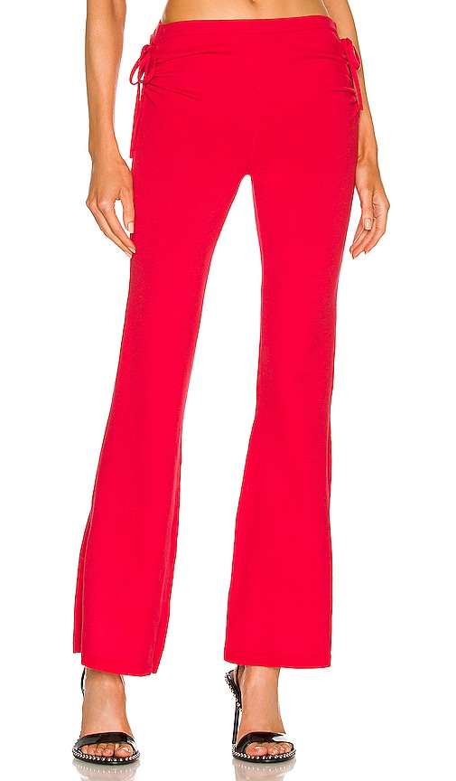 h:ours Meghan Ruched Knit Pant w Slit in Red. - size S (also in L, M ...