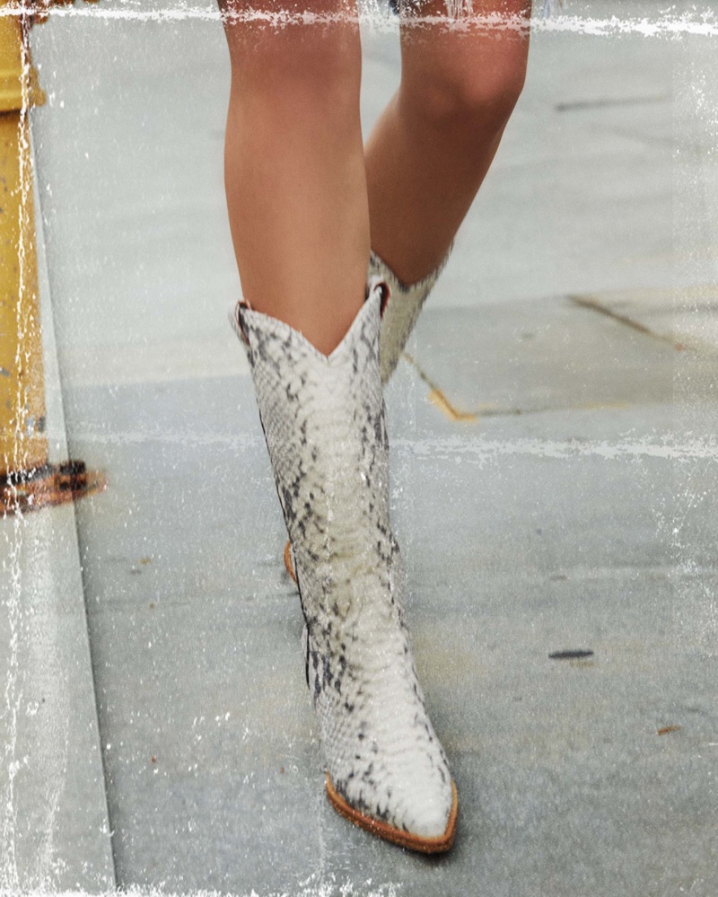 Sonora White Snakeskin Print Boots