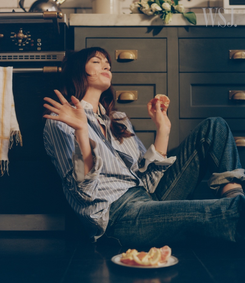 Anne Hathaway Orange Celine Shirt Jeans