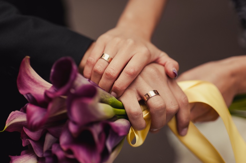 Bouquet Flowers Wedding Rings