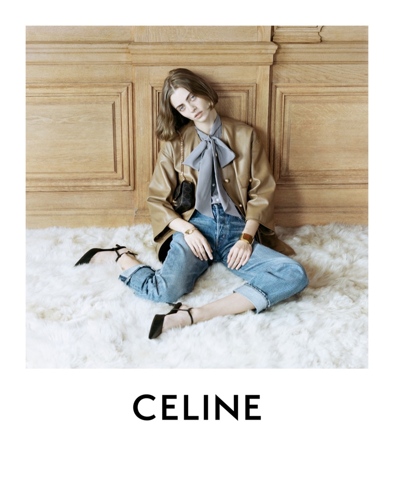 Celine Lavaliere Blouse Celine Polly Jeans Celine Kitten Heels