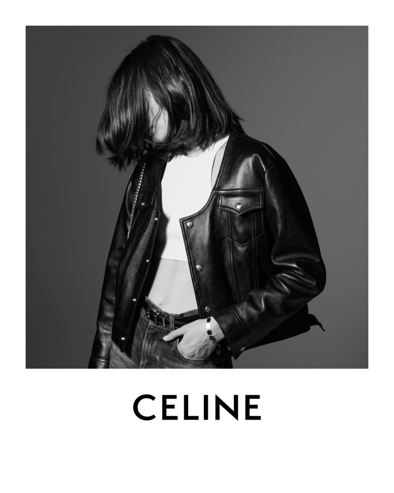 Diana Silvers Celine Leather Jacket Crop Top