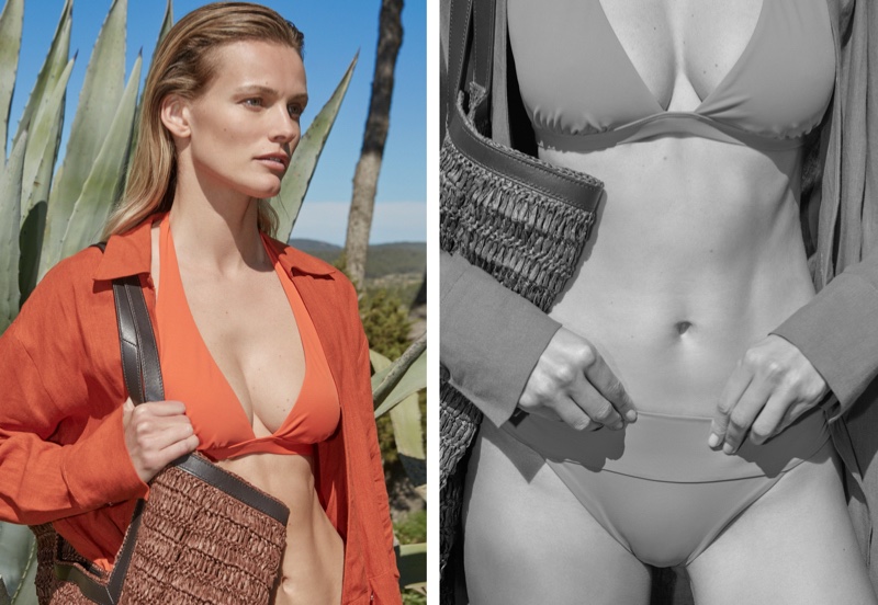 Edita Vilkeviciute Massimo Dutti Orange Triangle Bikini Top