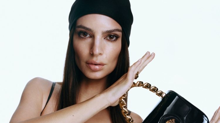 Emily Ratajkowski Strikes a Pose With Versace La Medusa Mini Bag