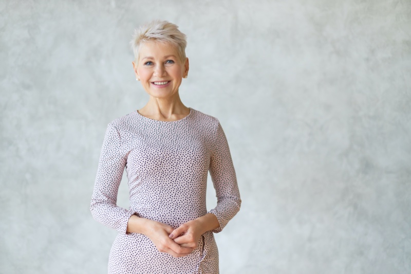 Grey Haired Woman Elegant Dress