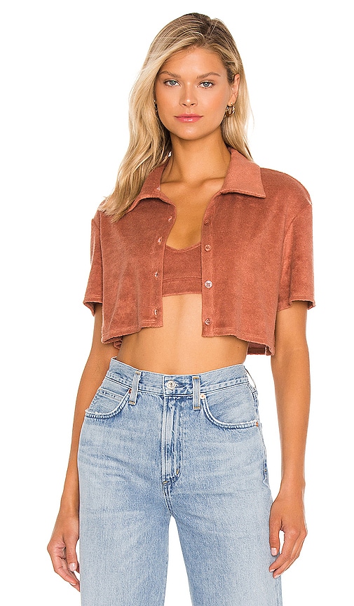 House of Harlow 1960 x Sofia Richie Liza Cropped Shirt in Rust. - size M (also in S)