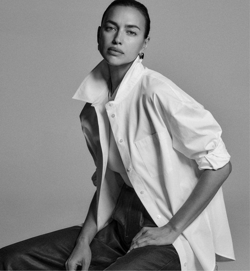 Irina Shayk White Shirt Anine Bing Classics Campaign