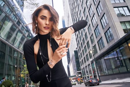 Bambi Northwood-Blyth Shines in Marli New York Jewelry Campaign Bambi Northwood-Blyth Cut-Out Top Marli Jewelry
