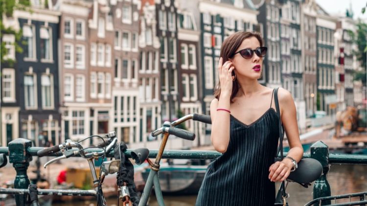 Model Amsterdam Slip Dress Bikes