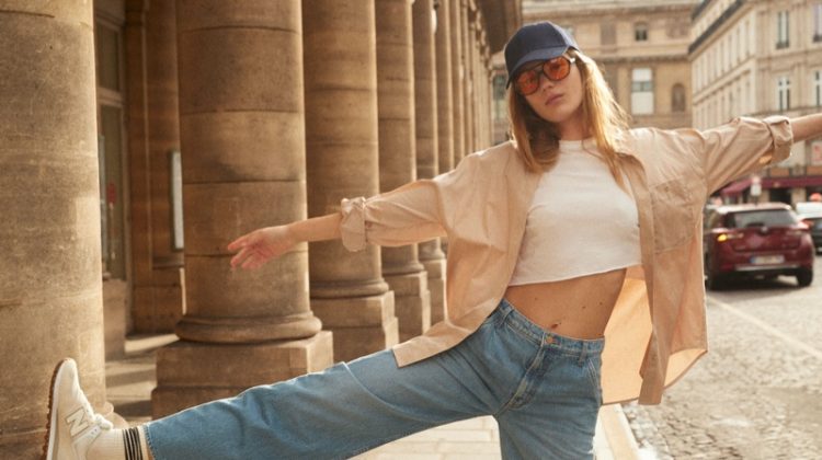 Esther Heesch poses in Mother Denim spring-summer 2022 lookbook. Photo: David Roemer