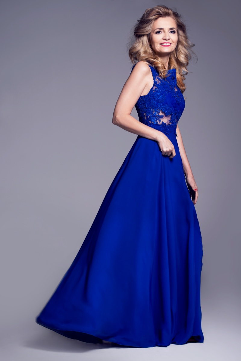 Older Woman Blue Gown