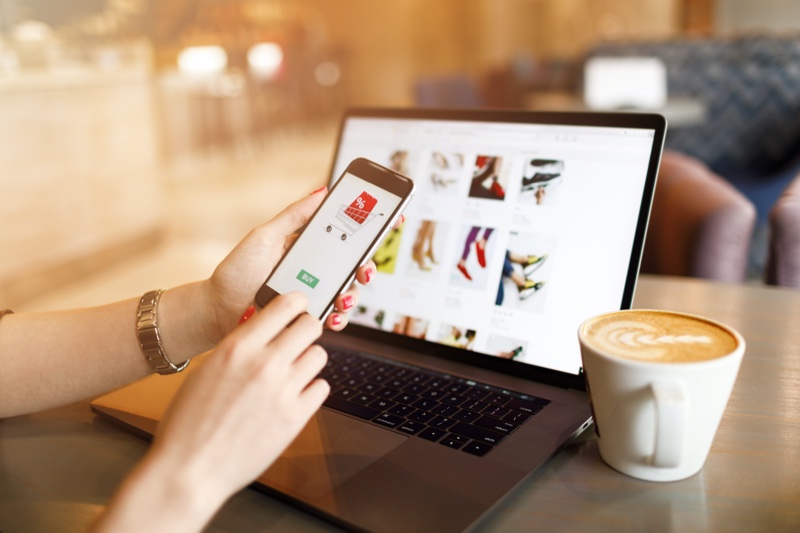 Online Shopping Woman Laptop Phone