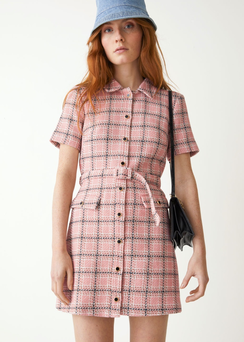 & Other Stories Collared Tweed Mini Dress $179