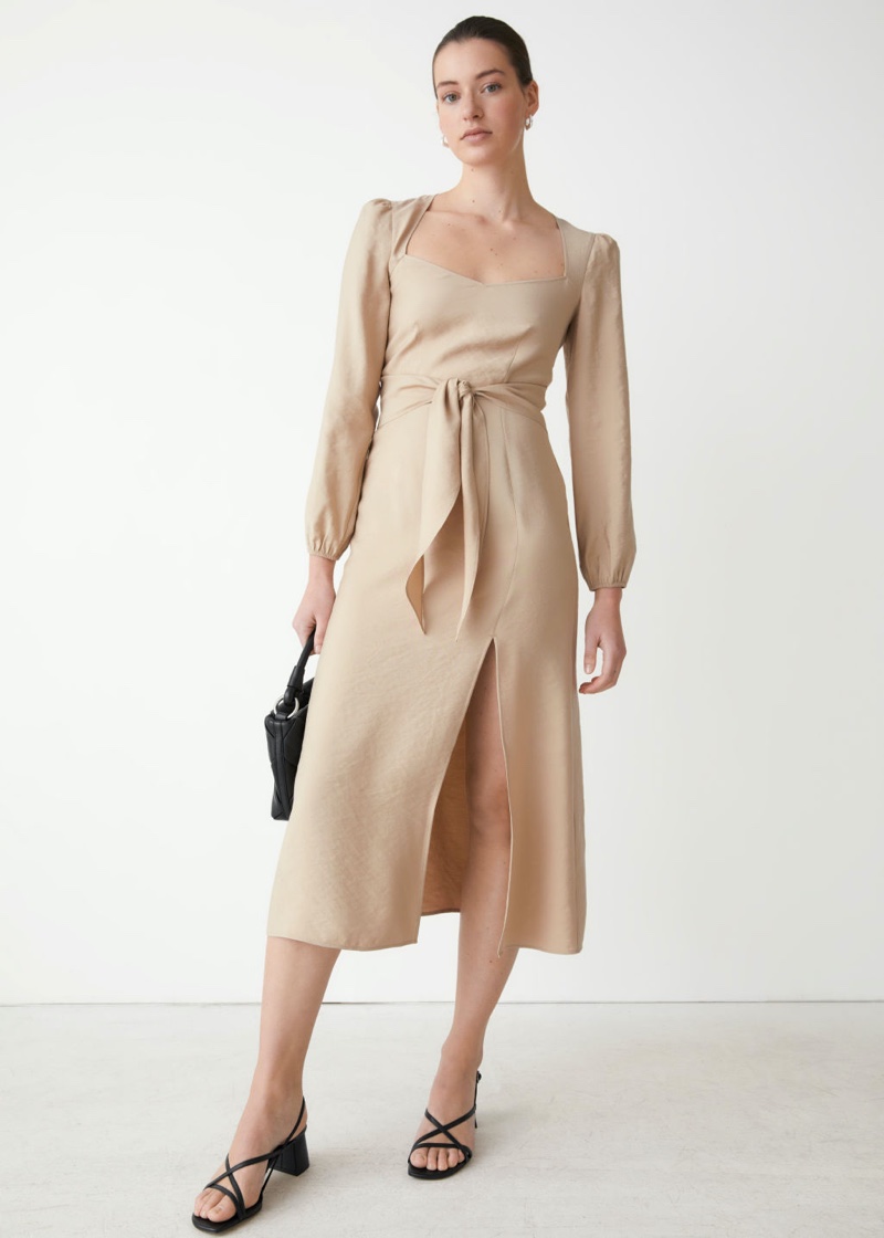 & Other Stories Sweetheart Neck Midi Dress $129