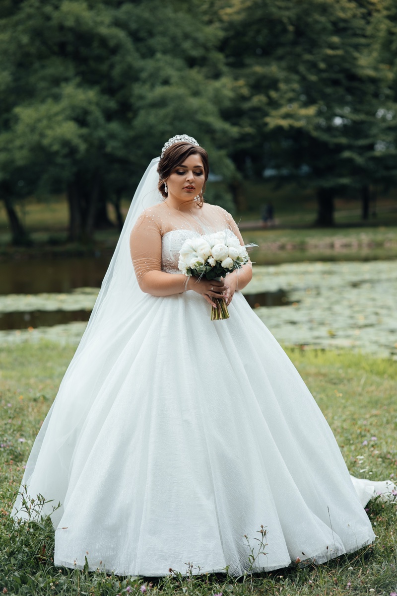 Outdoors Plus Size Wedding Dress Model