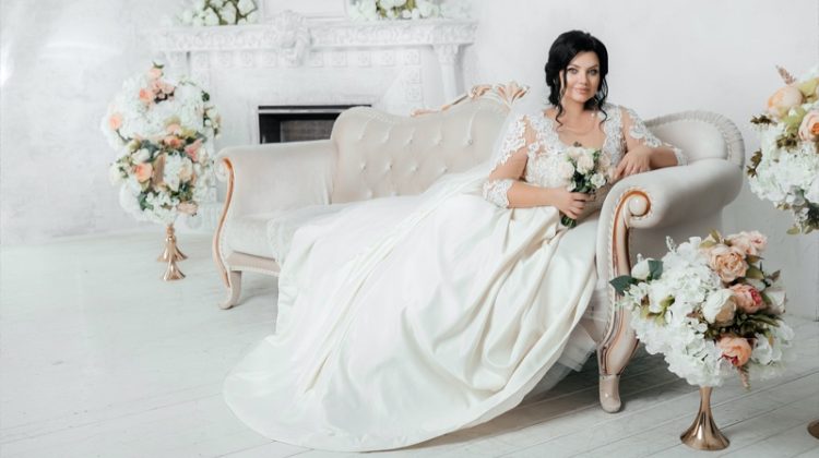 Plus Size Bride Sitting Wedding Dress