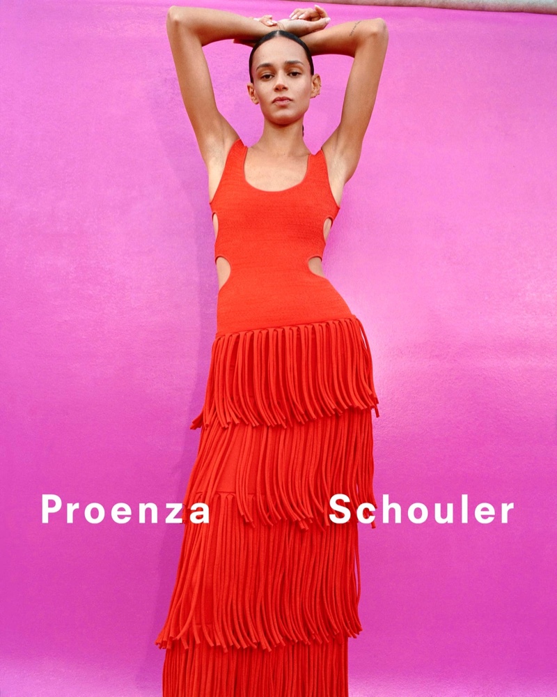 Proenza Schouler Red Fringed Dress Spring 2022