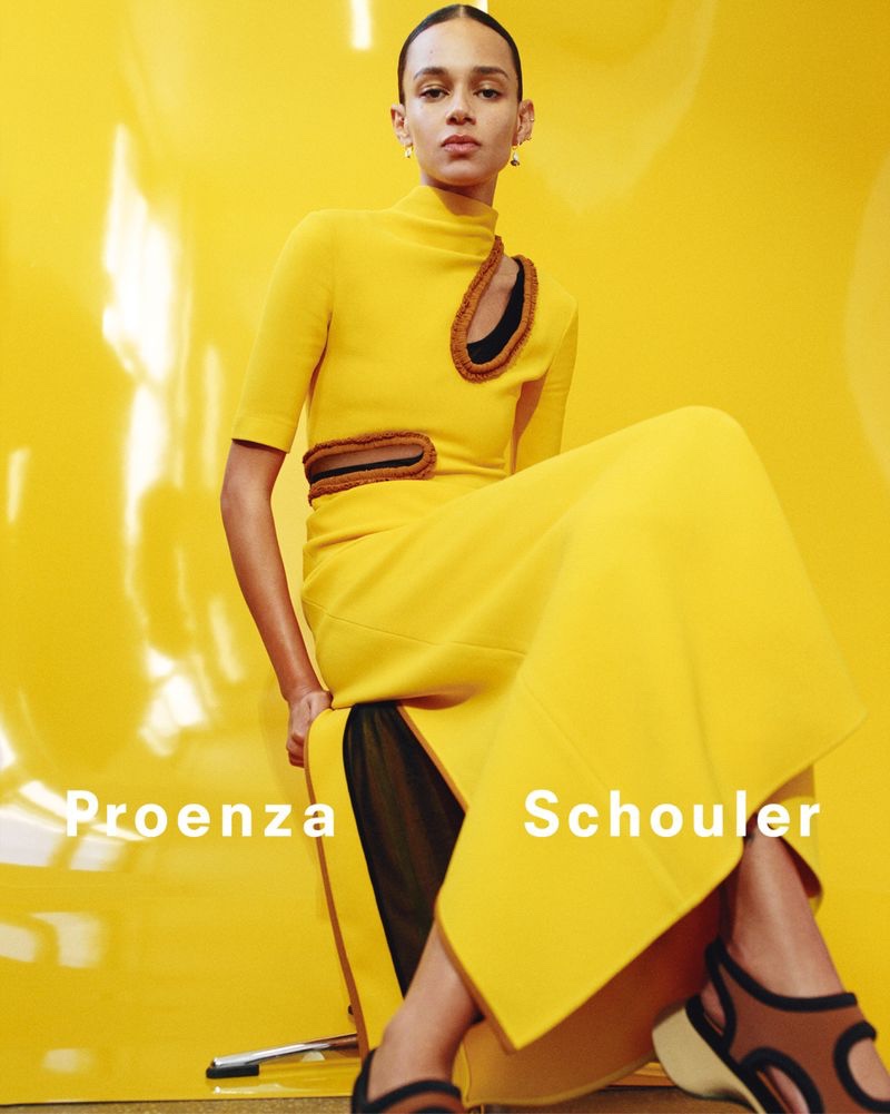 Proenza Schouler Yellow Cut-Out Dress Spring 2022 Campaign