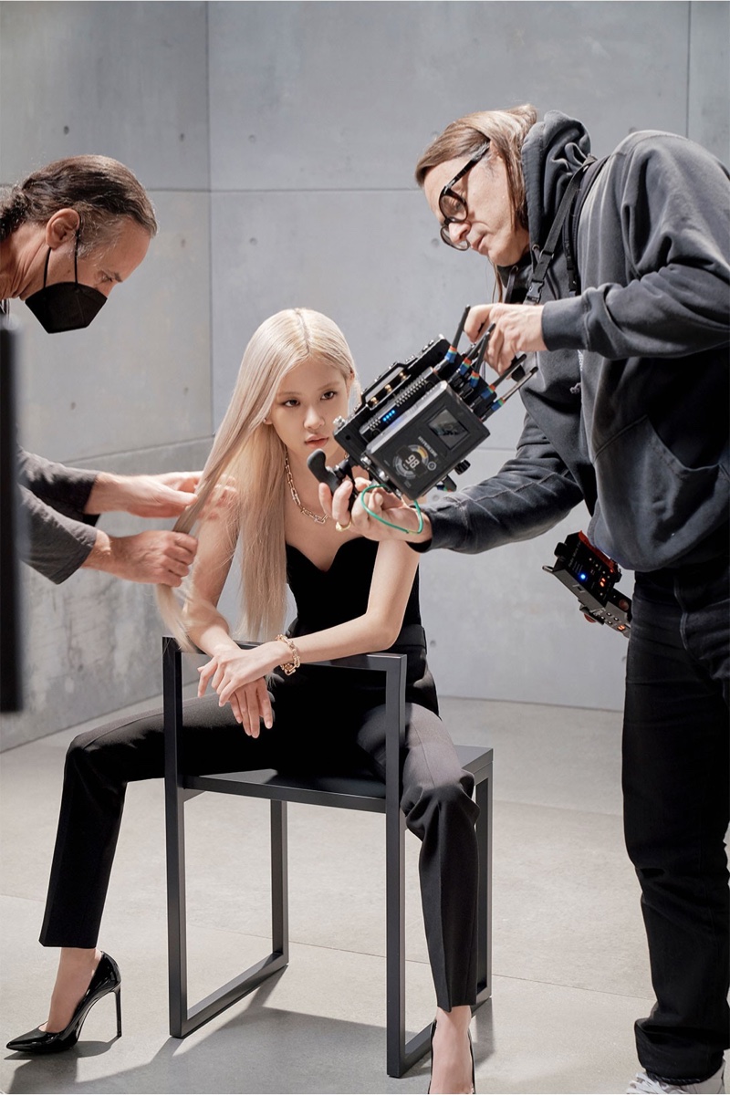 Getting touched up by glam, Rosé is behind-the-scenes on Tiffany & Co. shoot for 2022.