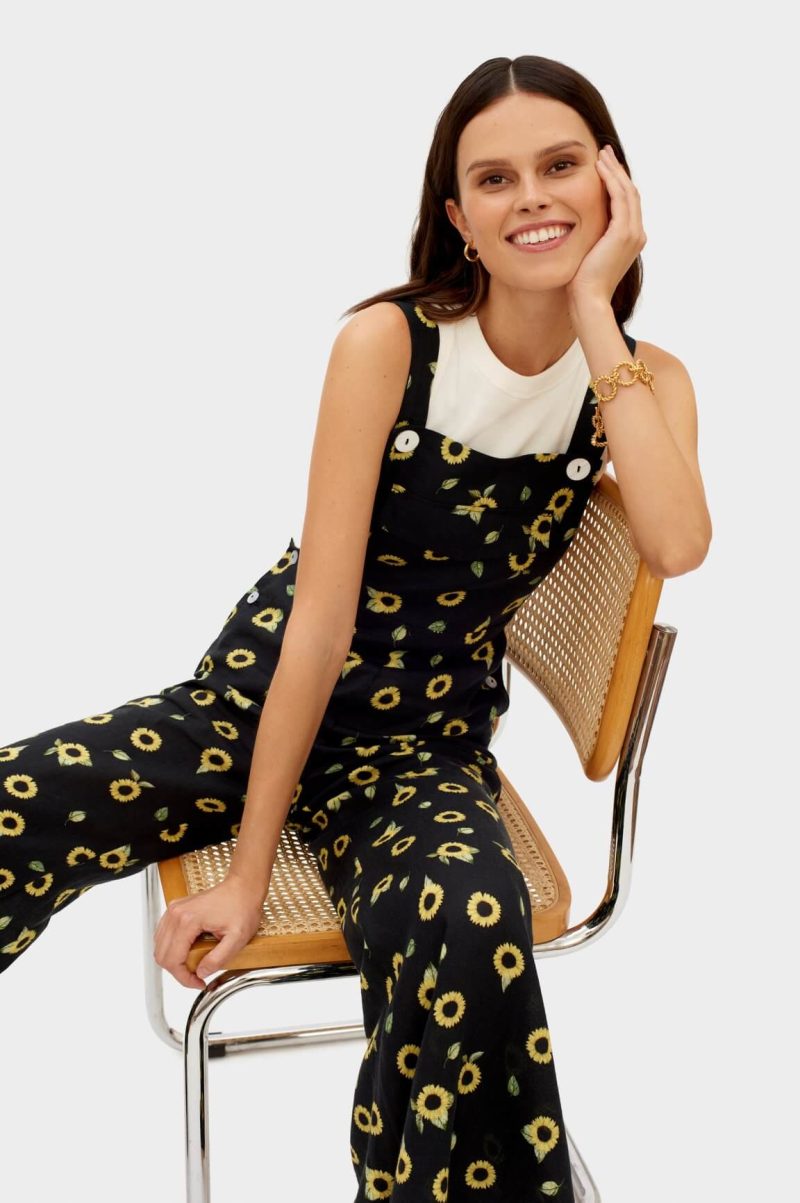 Sleeper Baccara Linen Jumpsuit Sunflowers