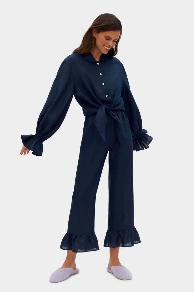 Sleeper Rumba Linen Lounge Suit Navy