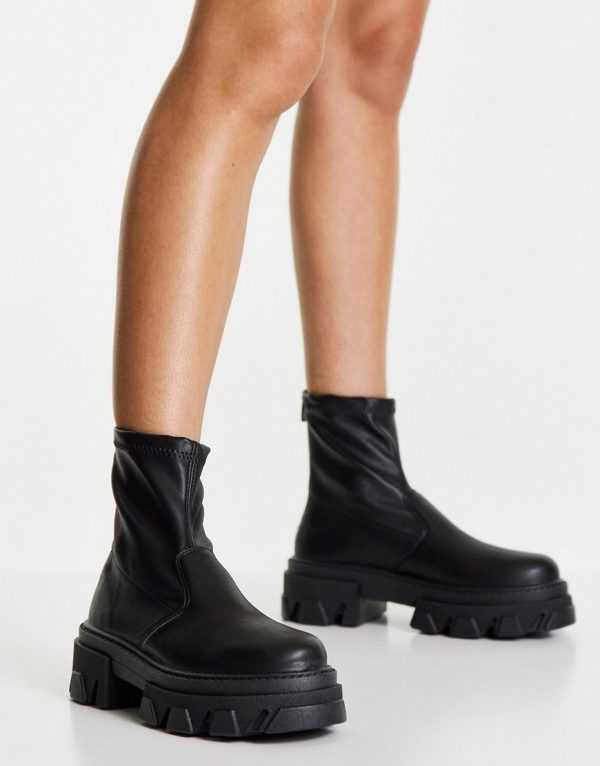 Topshop Kendall Chunky Sock Boot in Black