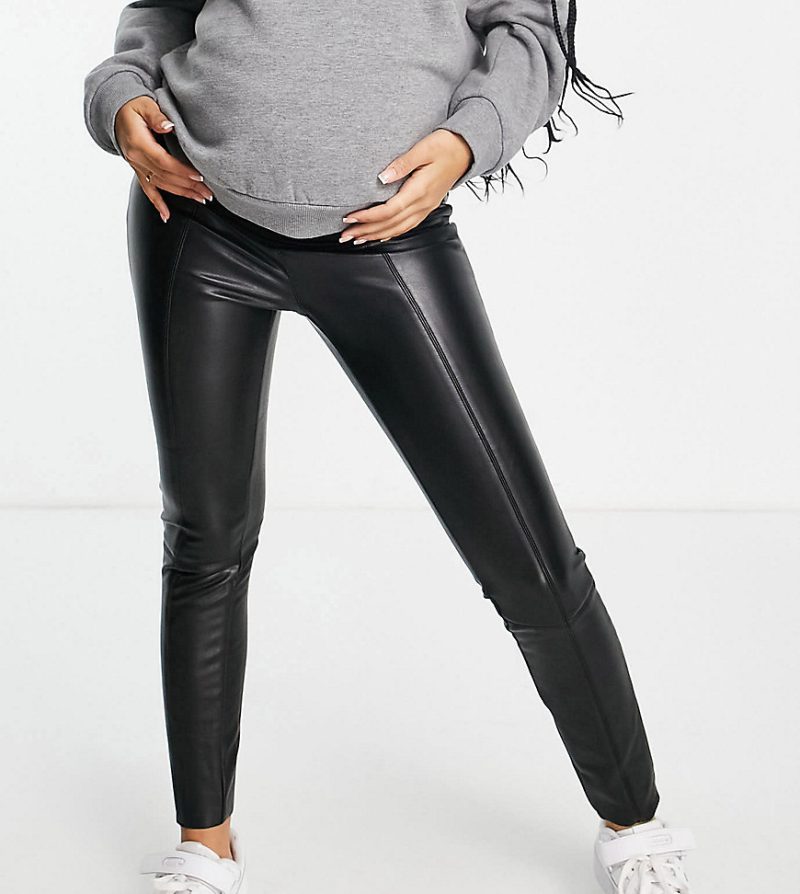 Topshop Maternity faux leather skinny pant in black