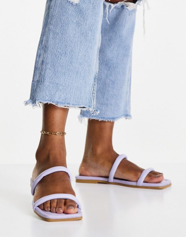 Topshop Polly tubular double strap sandal in purple