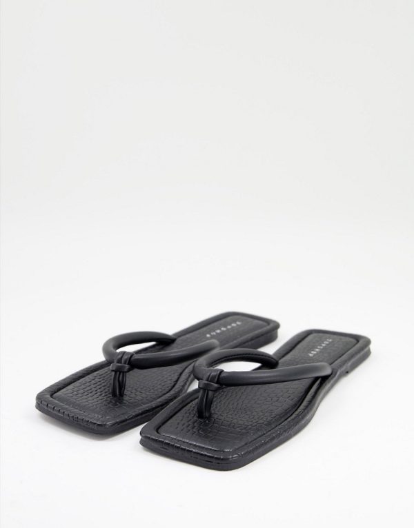 Topshop Prim tubular padded toe post sandal in black