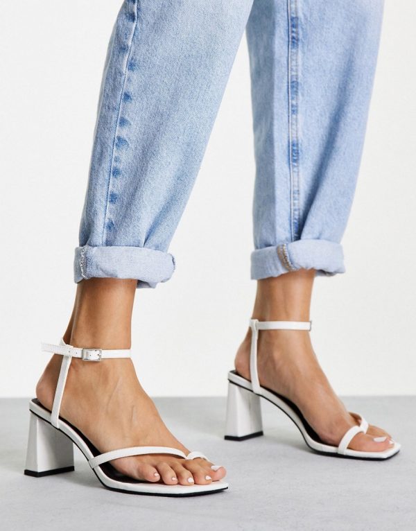 Topshop Ridley mid heeled sandal in white