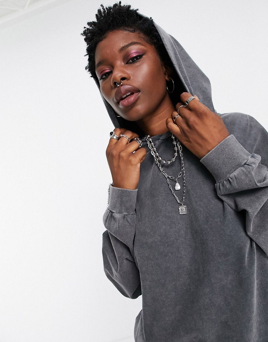 Topshop acid wash hoodie in gray-Grey | Fashion Gone Rogue