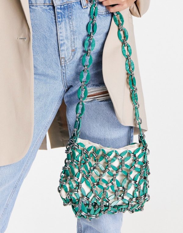 Topshop acrylic chain shoulder in green