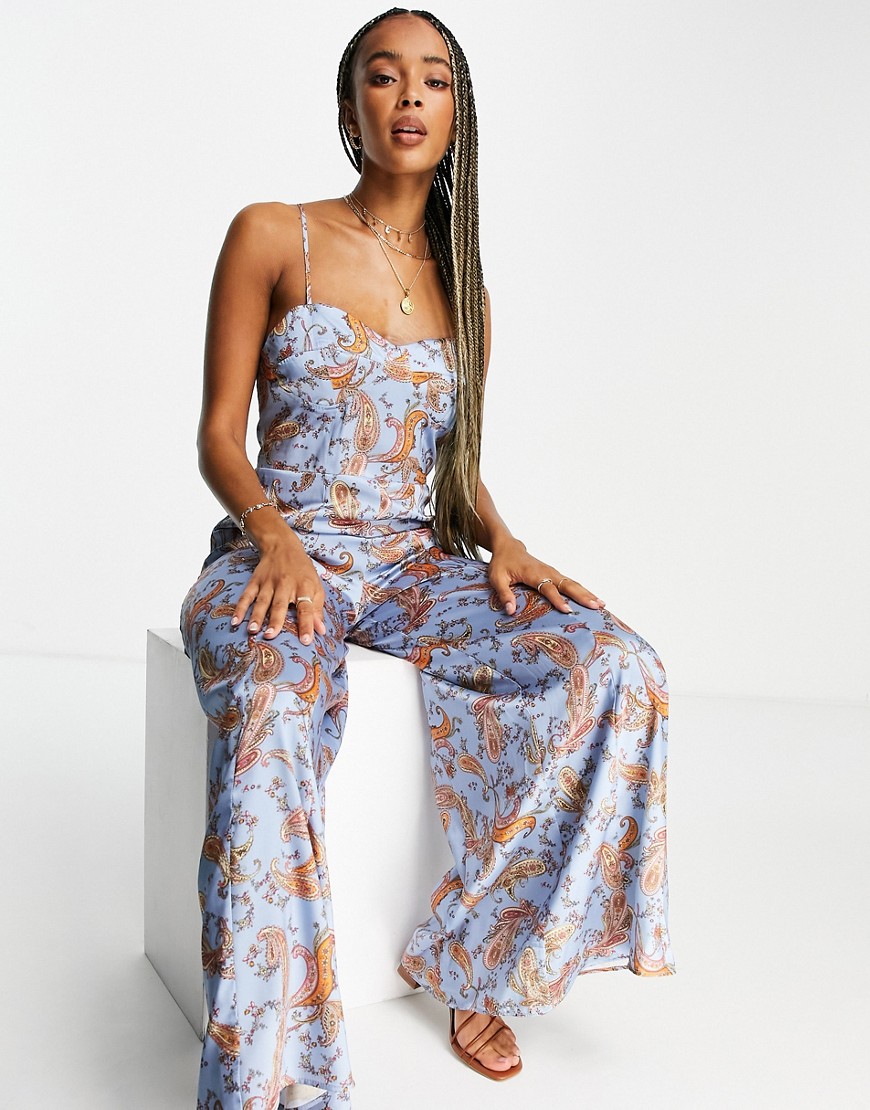 Topshop blue paisley jumpsuit-Multi | Fashion Gone Rogue