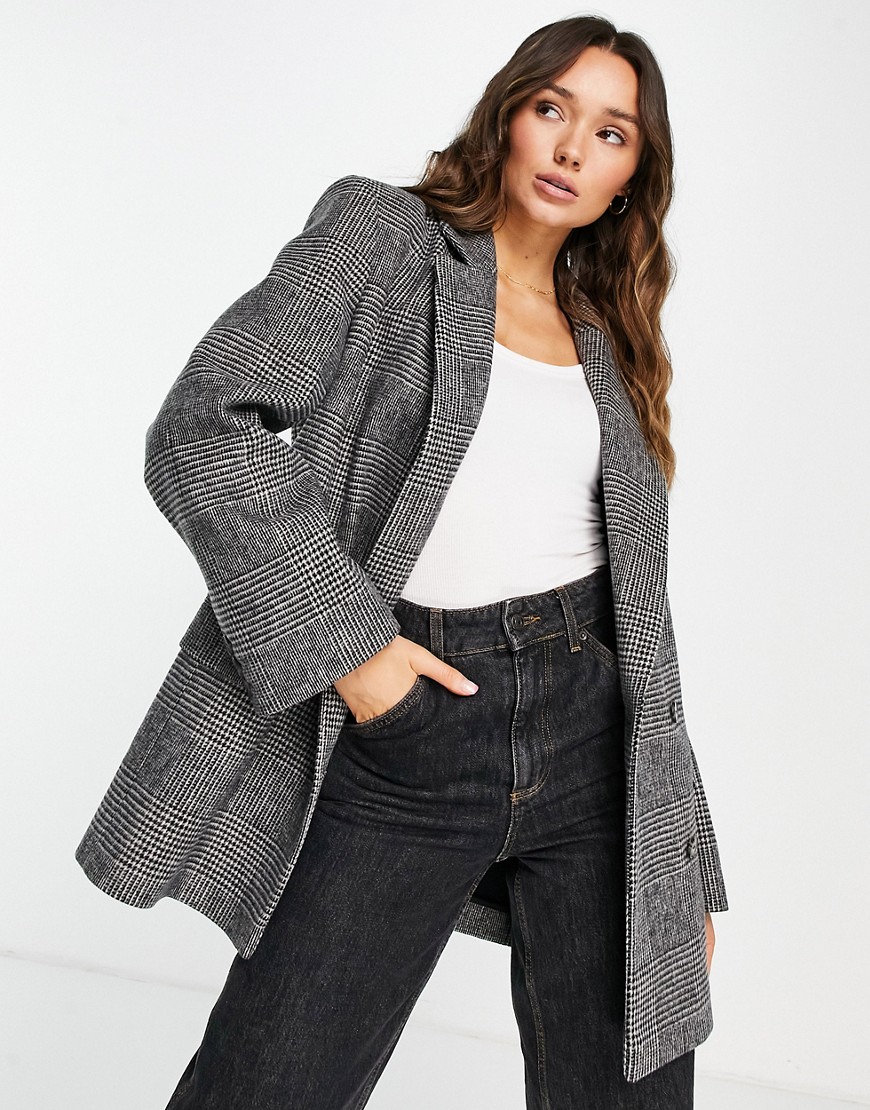 Topshop check blazer coat in mono-Multi | Fashion Gone Rogue