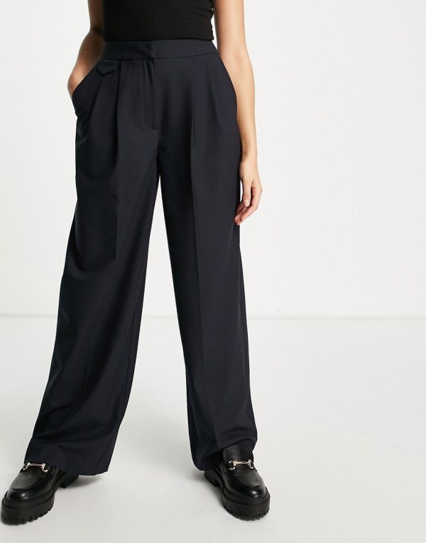 Topshop checkered low slung pant in navy